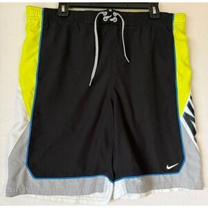 Nike Swim Trunks Men Medium Multicolor Color Block Drawstring Elastic Waist